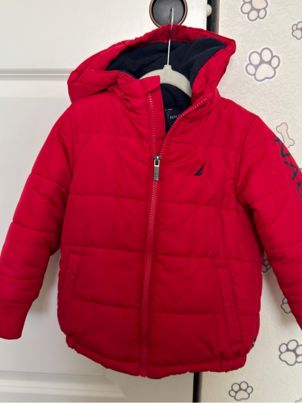 Nautica Kids Bright Red Hooded Puffer Jacket